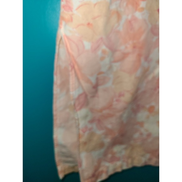 90s Liz Claiborne Linen Skirt SIZE 14? (Read Plz Orange Pink Floral Wrap Vintage - Picture 2 of 7
